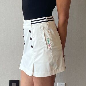 Elegance Sports Paris Tennis Skirt with Built In Shorts, Buttons, White, Small